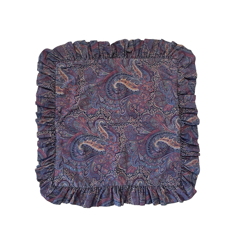 Vtg Ralph Lauren Farleigh Ruffled Paisely Euro Square Sham 24" x 24"